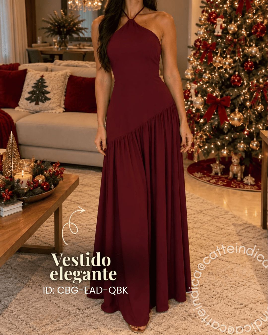 Vestido Longo Feminino com Amarração no Pescoço – Elegante e Confortável