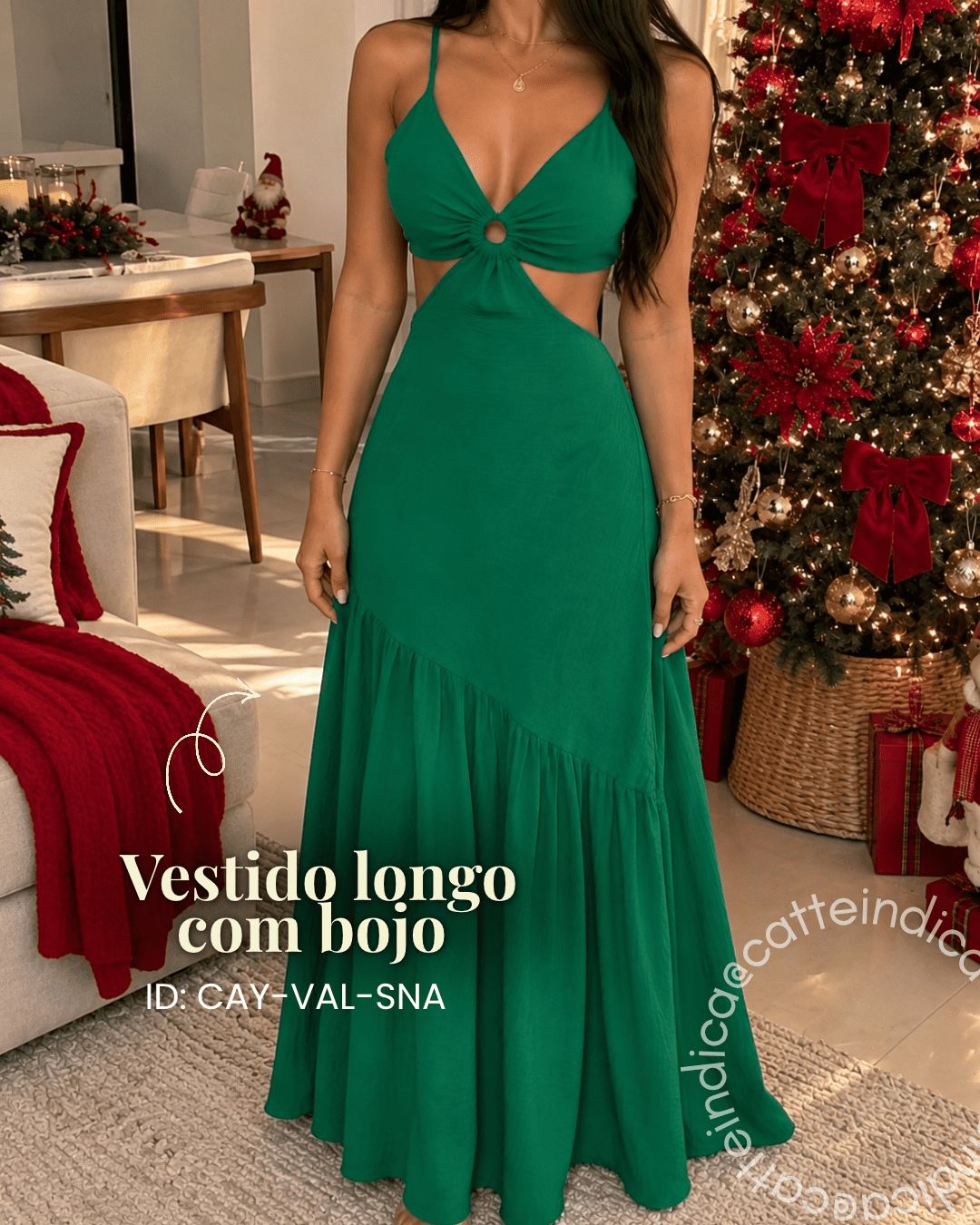 Vestido Longo Costas De Amarrar Bojo Estruturado Elegante Ano Novo 2026